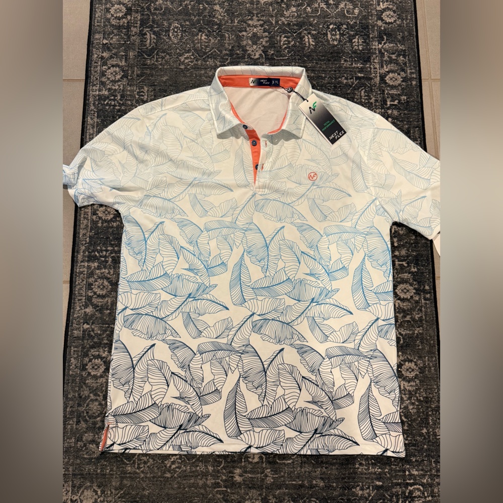 Leaf Pattern Golf Polo Shirt